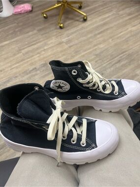 Converse Kids Black High-Top Sneakers with Cream Laces